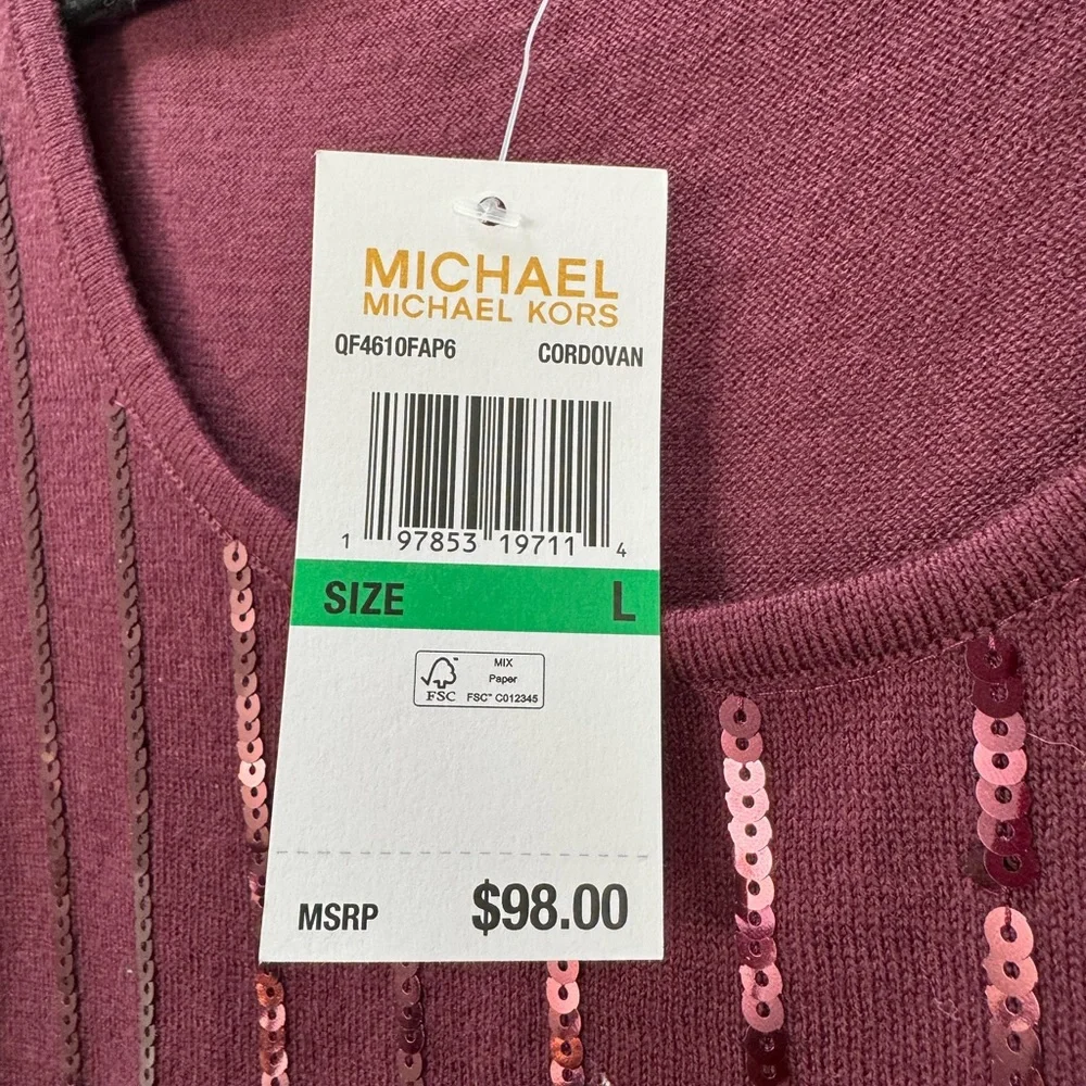 Michael Kors Plum Knit Sleeveless Top with Sequins NWT - Picture 4 of 7